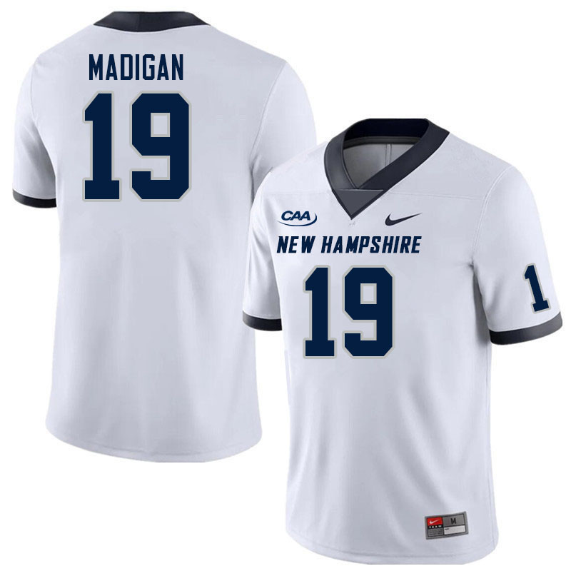 New Hampshire Wildcats #19 Brady Madigan College Football Jerseys Stitched Sale-White